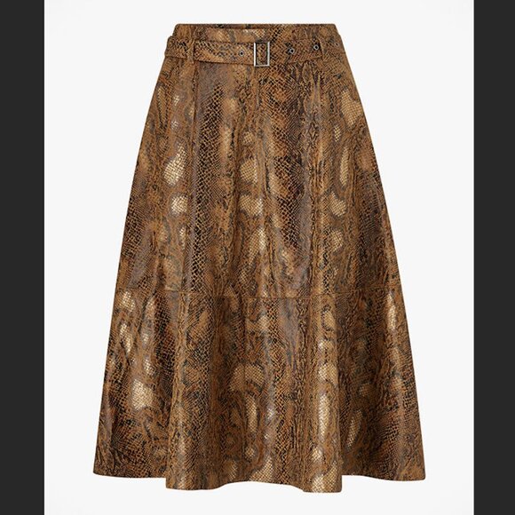 Vila Faux Suede Snakeskin High Waisted Midi Skirt - Picture 1 of 7
